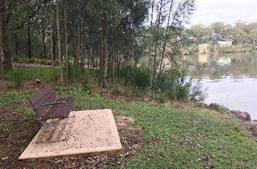 Cunninghams Reach bench overlooking river