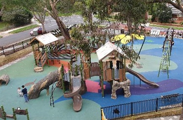 Mindarie Park kids fenced playground aerial view