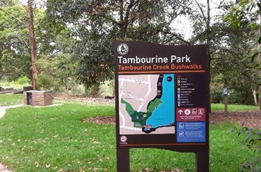 Tambourine Bay Park creek bushwalks information sign
