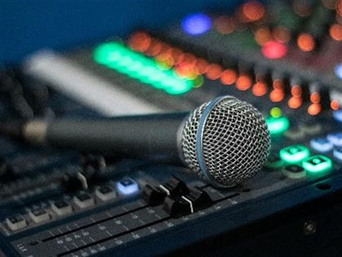 microphone on mixing deck