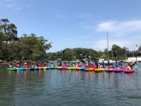 Volunteers attending HarbourCare kayak event