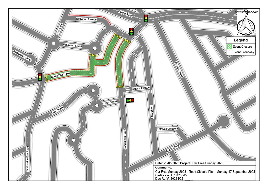 Map of road closures for Car Free Sunday
