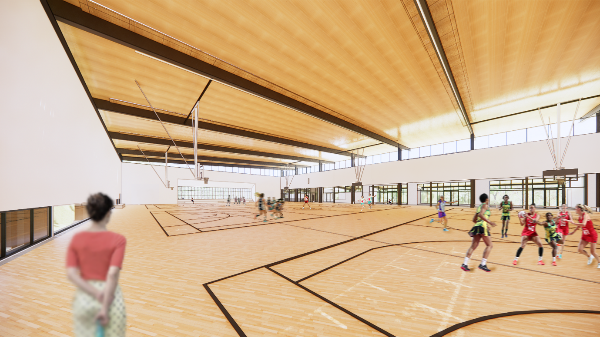 An artist's impression of the new indoor sport and recreation facility.