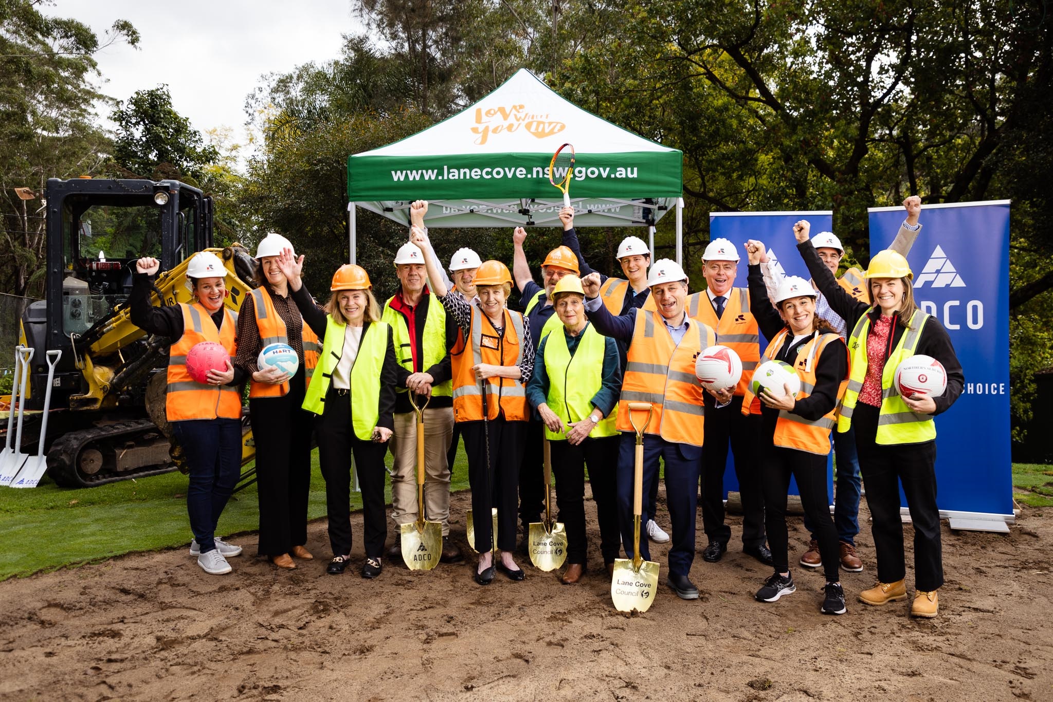 Celebrating turning the sod