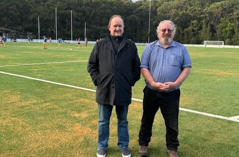 The Mayor and Deputy Mayor standing on the now open B1 field at Blackman Park