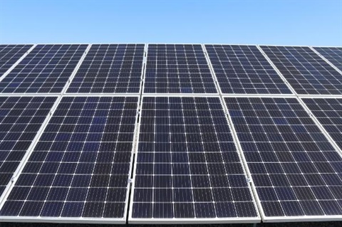 Solar panels with blue sky 