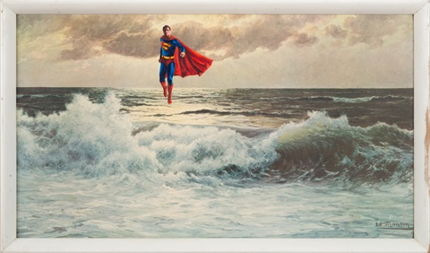 Image-Philjames-Man-from-Krypton-2019-oil-on-vintage-offset-lithograph